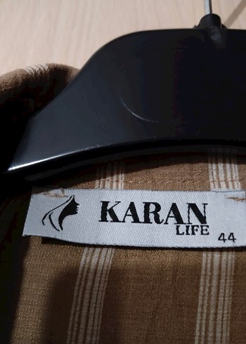 44 Beden camel Renk Bej Çizgili Uzun Kadın kap