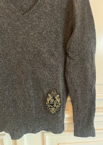 Polo Garage Antrasit renkli V Yakalı Uzun Kollu Kadın Kazak - Görsel 3