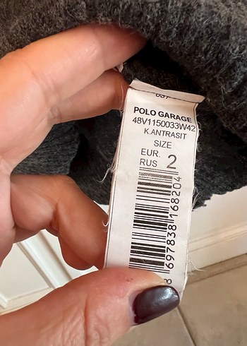 Polo Garage Antrasit renkli V Yakalı Uzun Kollu Kadın Kazak - Görsel 4