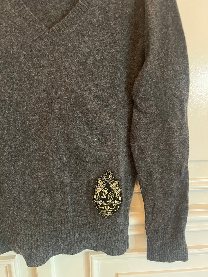 Polo Garage Antrasit renkli V Yakalı Uzun Kollu Kadın Kazak - Görsel 3