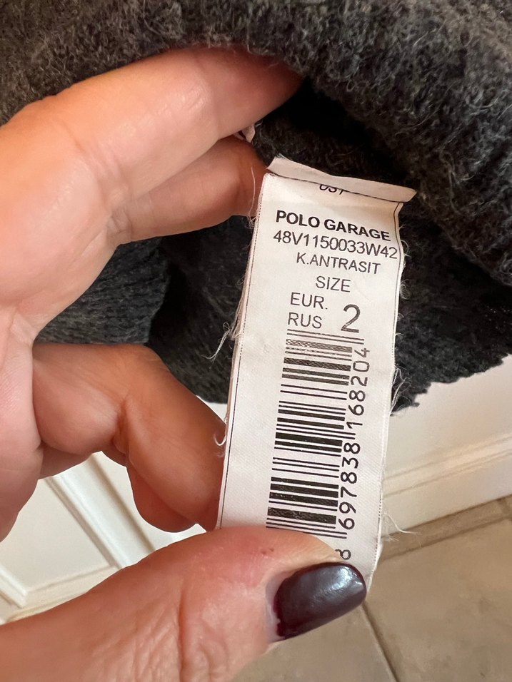 Polo Garage Antrasit renkli V Yakalı Uzun Kollu Kadın Kazak - Görsel 4