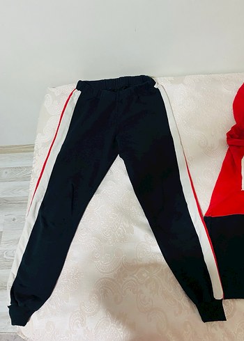 Diğer Kırmızı Siyah Kapüşonlu Kolsuz Sweatshirt ve Eşofman