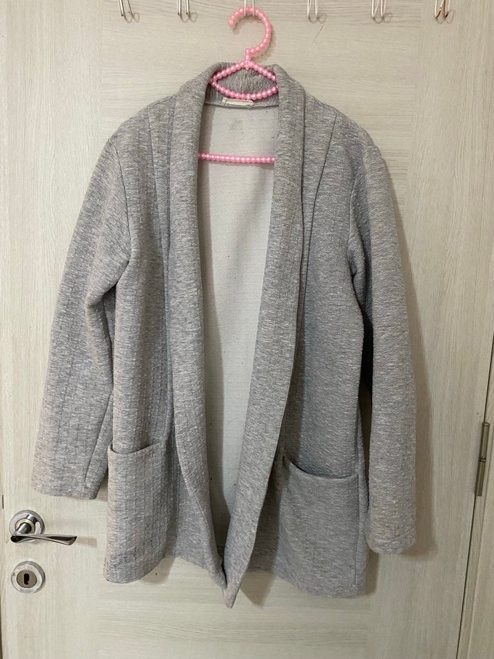 Gri Örgü Kadın Midi Kaban - Görsel 2