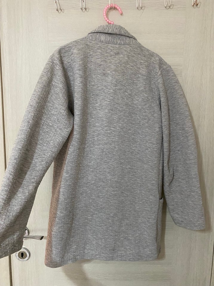 Gri Örgü Kadın Midi Kaban - Görsel 3