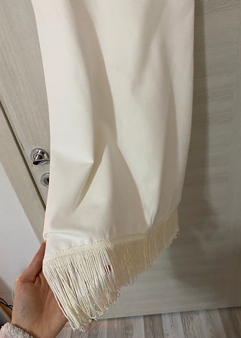 Püsküllü Beyaz Mini Kadın Elbise - Görsel 2