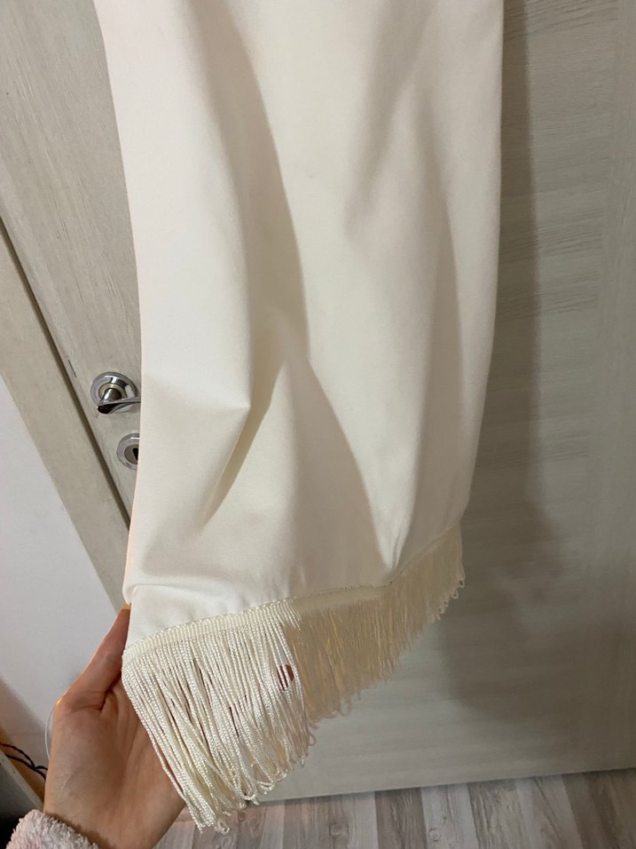 Püsküllü Beyaz Mini Kadın Elbise - Görsel 2