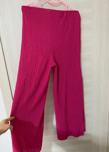 Pembe Salaş Uzun Kadın Kumaş Pantolon - Görsel 5