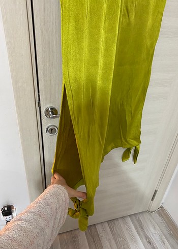 Kadın Yeşil Keten Pilili Salaş Pantolon - Görsel 3