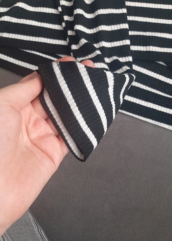 Diğer Gri Çizgili Uzun Kollu Hamile Bluzu