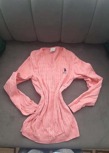 U.S. Polo Assn. çocuk Pembe V Yaka Triko Kazak
