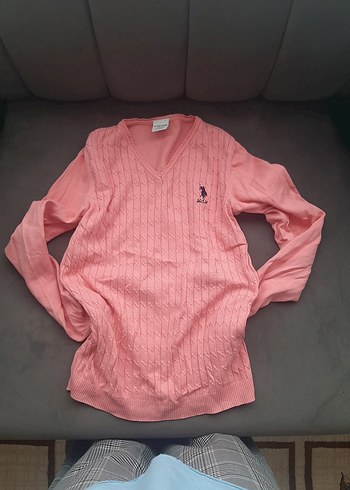 U.S Polo Assn. U.S. Polo Assn. çocuk Pembe V Yaka Triko Kazak