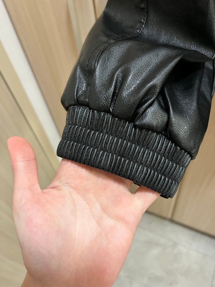 Siyah Deri Fermuarlı Kadın Ceket - Görsel 2