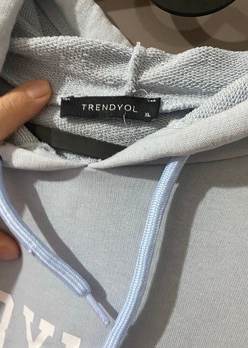 xl Beden gri Renk Bebe mavisi Kapüşonlu Kadın Sweatshirt