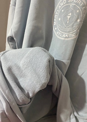 xl Beden Bebe mavisi Kapüşonlu Kadın Sweatshirt