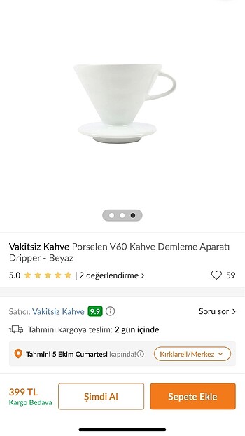 V60 kahve filtre kahve demleme aparatı