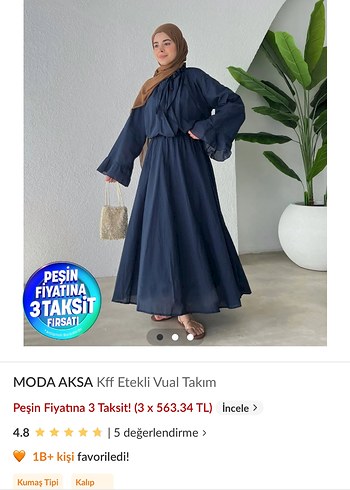 Moda Aksa Standart beden Lacivert Etekli Vual Takım