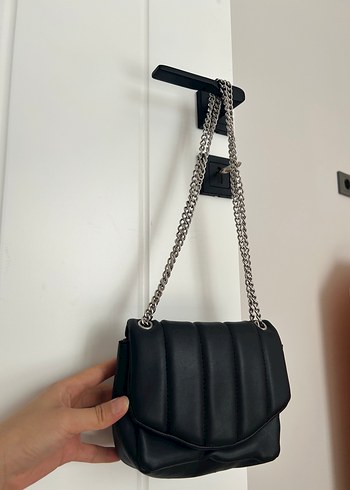 Beden siyah Renk Addax zincirli deri omuz çantası