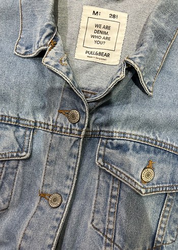 m Beden Kadın Mavi Denim Düğmeli Ceket