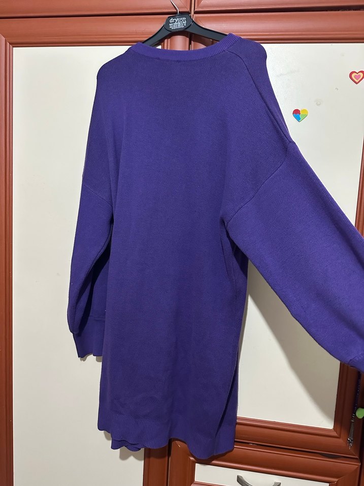 Mor Kadın Triko Sweatshirt, Uzun Kollu - Görsel 2