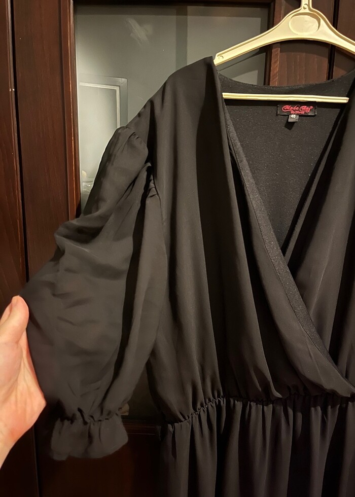 Siyah Midi Boy Elbise - Görsel 3