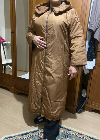 Bej Uzun Hamile Montu Kapüşonlu - Görsel 3