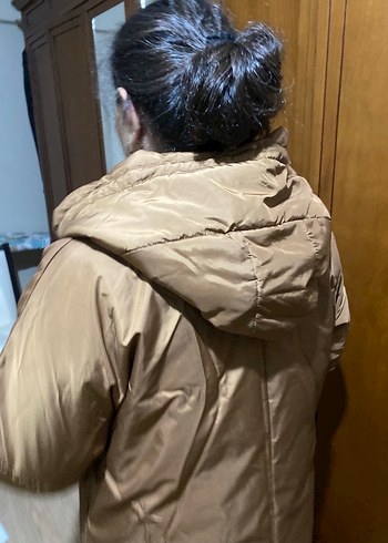 Bej Uzun Hamile Montu Kapüşonlu - Görsel 7