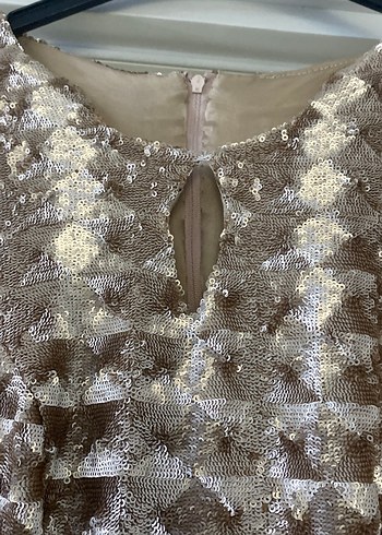 Bej Yılan Desenli Uzun Drapeli Kadın Abiye Elbise - Görsel 3