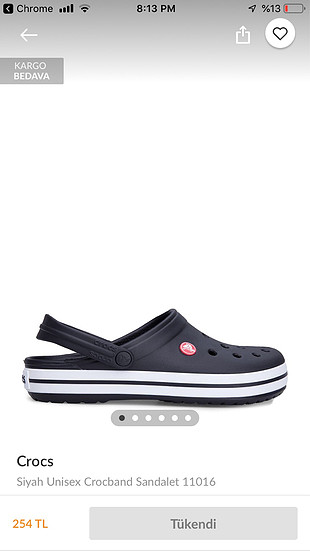 Crocs siyah 41/42 sıfır 