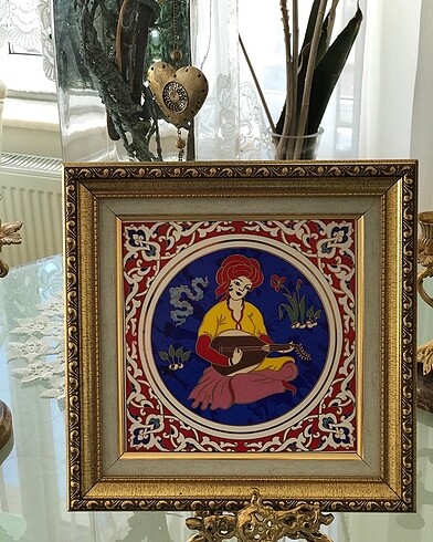 Fayans üzerine el dekorlu duvar tablosu