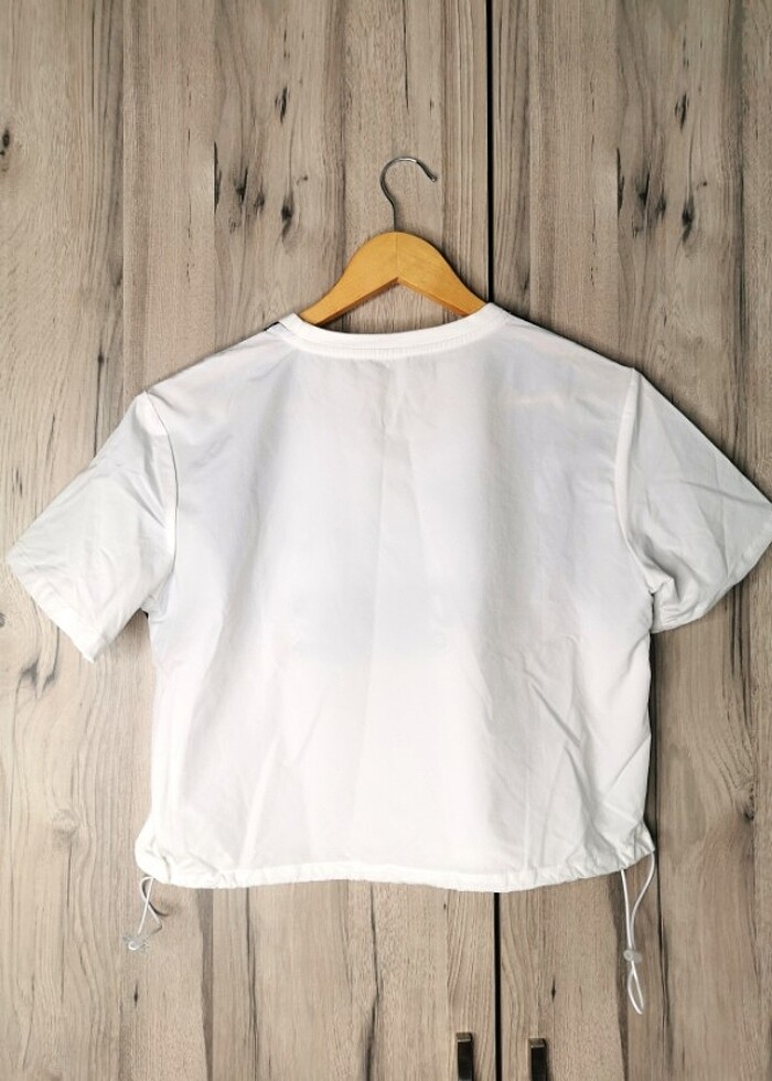 Beyaz-Lacivert Crop Bluz - Görsel 4