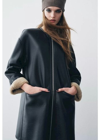 Zara çift yüzlü Deri Kaban