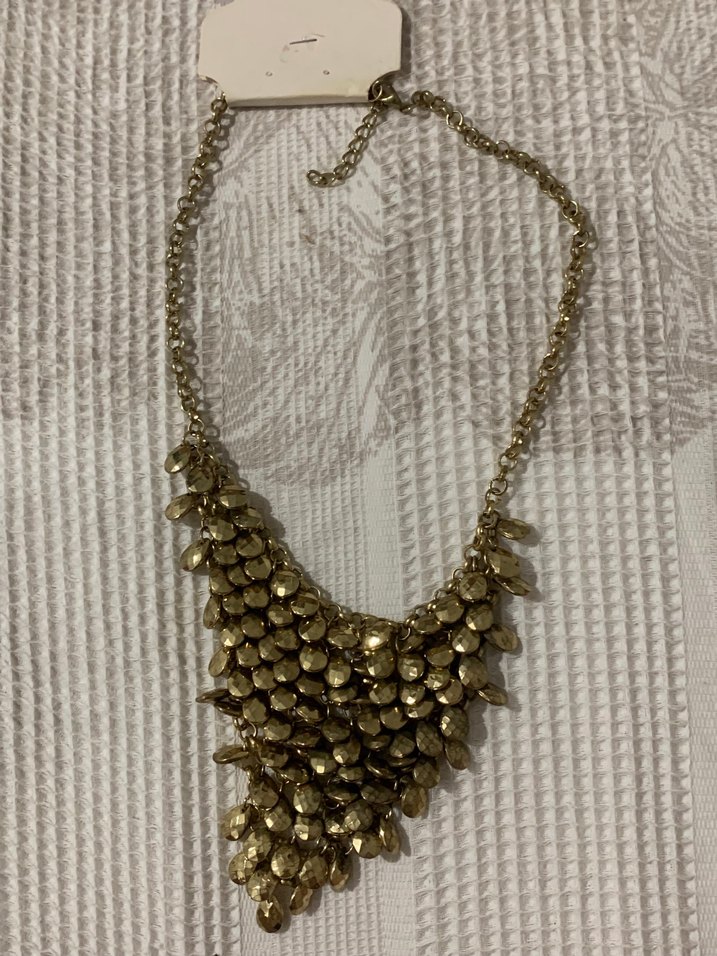 Uzun Altın Boncuklu Kolye - Görsel 2