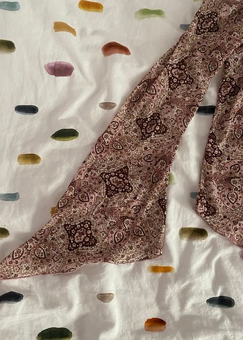 Zara Bordo Bohem Uzun Kollu Straplez Bluz