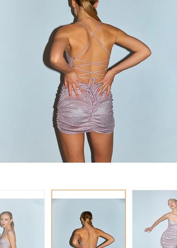 Zara Mor Parlak Drapeli Mini Elbise