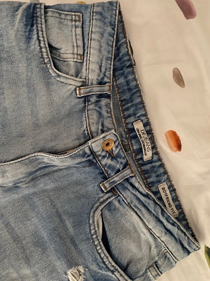 Kadın Gri Mavi Bol Kesim Midi Kot Pantolon - Görsel 2