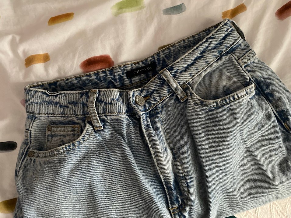 Gri Bağcıklı Salaş Midi Kot Pantolon - Görsel 2