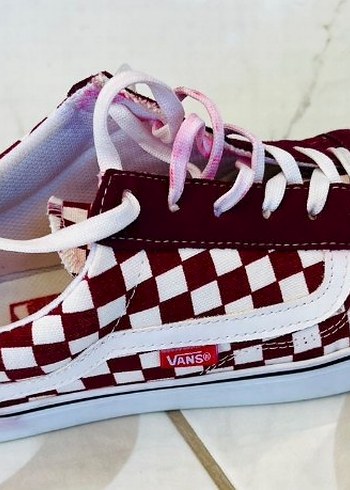 Bordo Renk Ekose Desenli Vans - Görsel 2