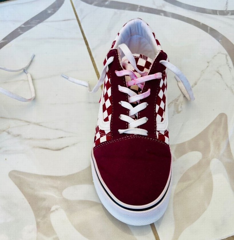Bordo Renk Ekose Desenli Vans - Görsel 3