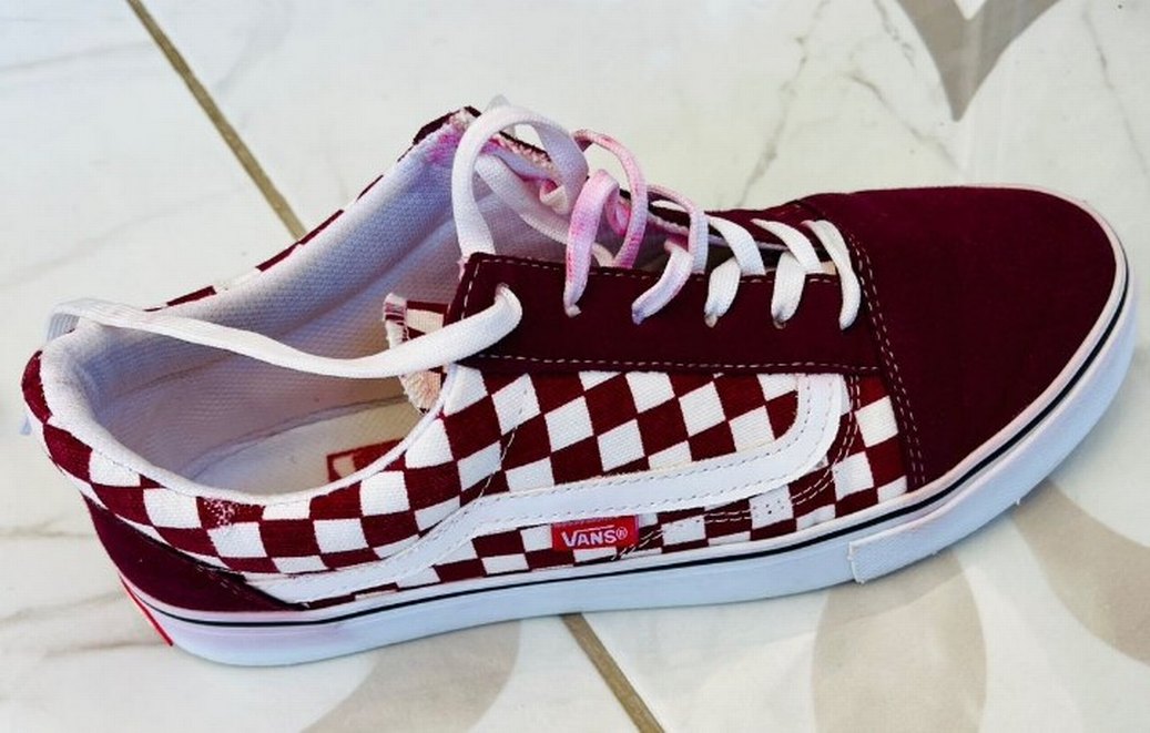 Bordo Renk Ekose Desenli Vans - Görsel 2