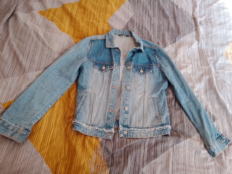 Erkek - Kadın Mavi Denim Kot Ceket, Düğmeli, Salaş Kesim - Görsel 2