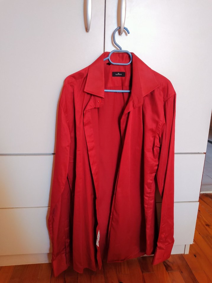 Orijinal Saten Bordo Renk Tudors Gömlek - Görsel 2