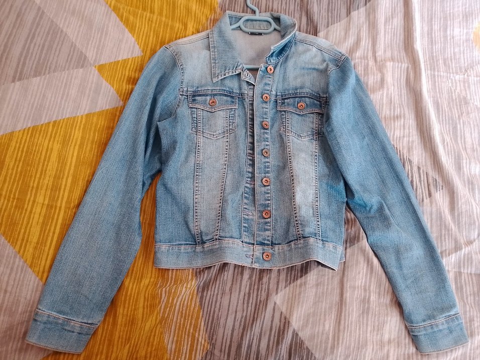 Açık Mavi Düğmeli Kot Ceket - Görsel 2