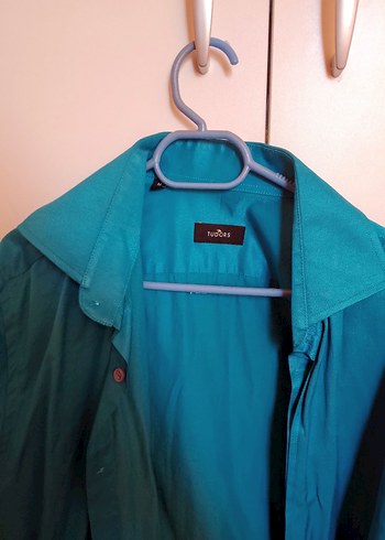 Orjinal Tudors Marka Saten Petrol Mavisi Gömlek - Görsel 2