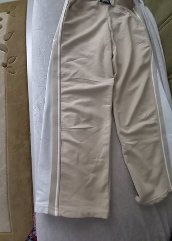 Diğer Bej Bel Detaylı Geniş Kesim Kadın Kumaş Pantolon