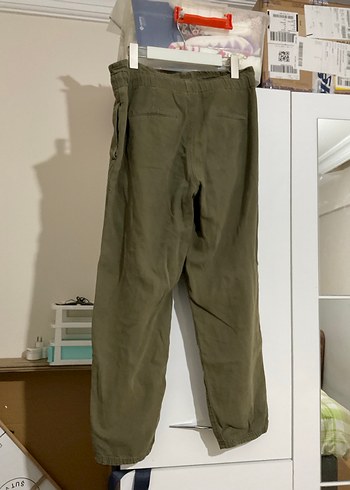 Kadın Keten Kemerli Rahat Kesim Pantolon - Görsel 4