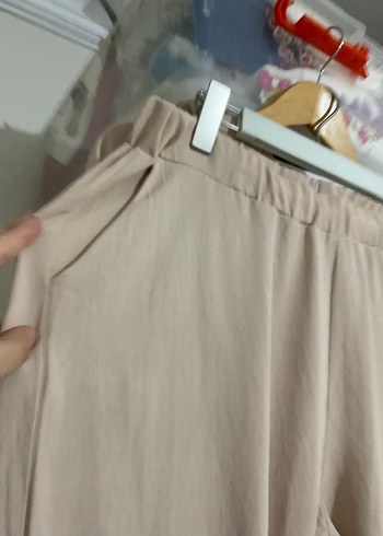 Bej Düğmeli Midi Keten Tunik takım - Görsel 6