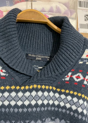 Kadın vintage  Çok Renkli Desenli Örgü Salaş Kazak - Görsel 2