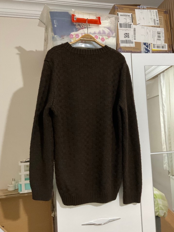 Kahverengi Kadın Örgü Kazak - Görsel 2