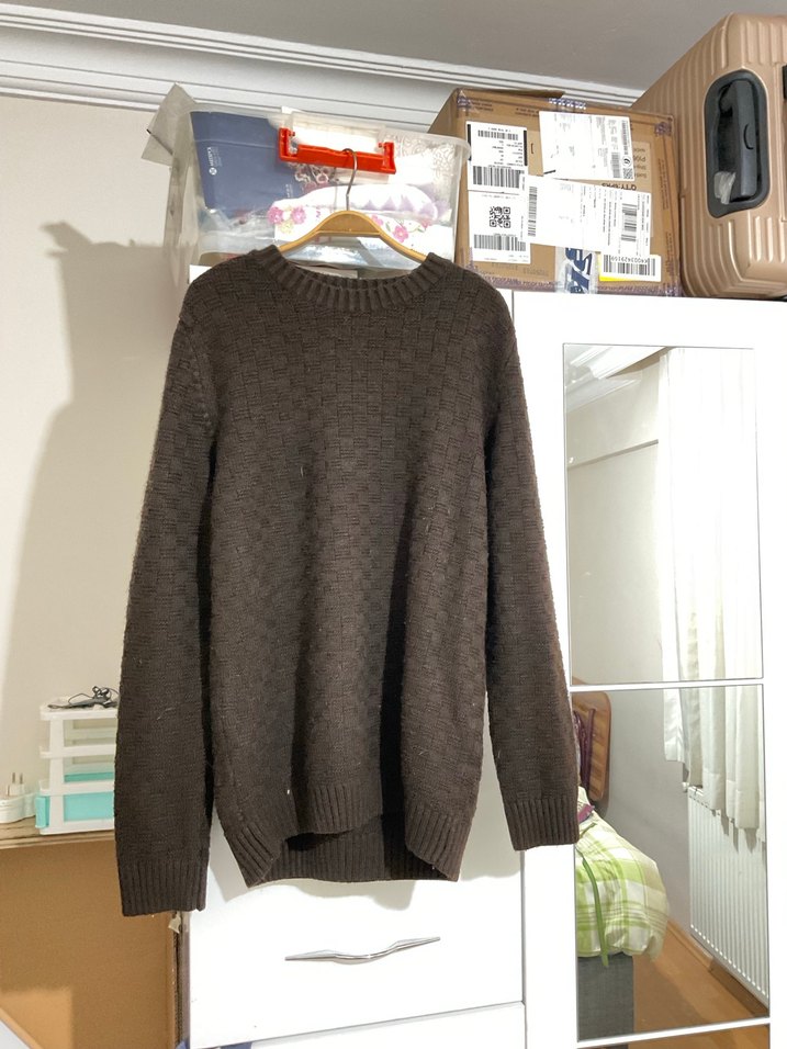 Kahverengi Kadın Örgü Kazak - Görsel 4