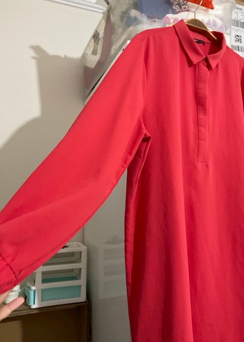 Kırmızı Kadın Uzun Kollu Tunik - Görsel 3